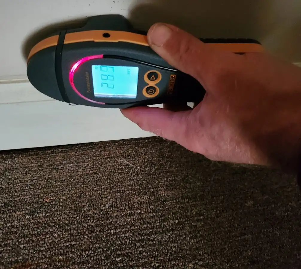 Moisture detection at baseboard during Sewage Cleanup & Sanitation in Willoughby Hills